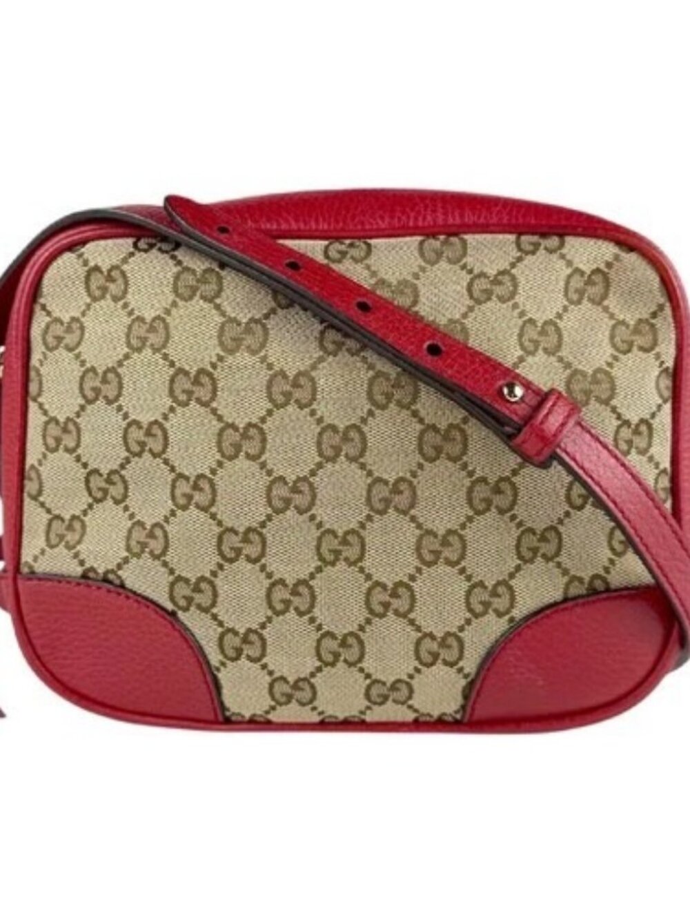 Auth GUCCI Crossbody Shoulder Bag Red/Brown GG Canvas/Leather/Goldtone - z8132